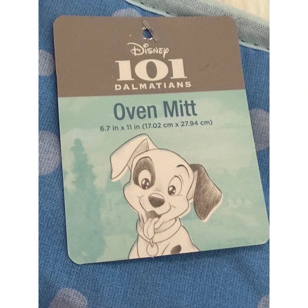 Disney 101 Dalmatians Oven Mitt and Mini Mitt Set Blue Polka Dot New